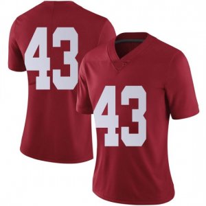 NCAA Women's Alabama Crimson Tide #43 Jordan Smith Stitched College Nike Authentic No Name Crimson Football Jersey ZX17D15TU